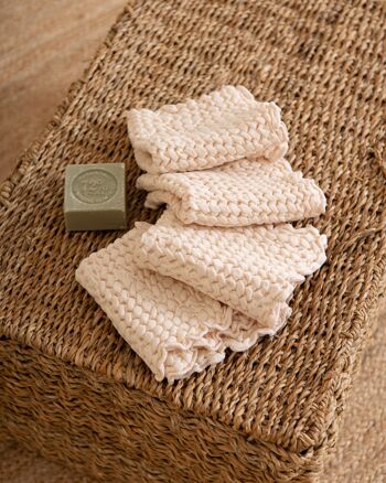Essuie-mains gaufré en coton extra doux de couleur beige 1