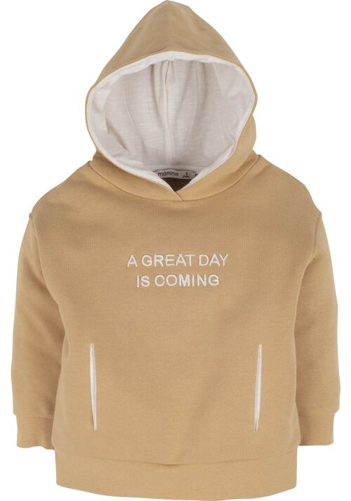 Jungen Kapuzenpullover -A great day is coming in beige