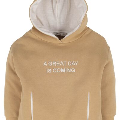 Boys hoodie -A great day is coming in beige
