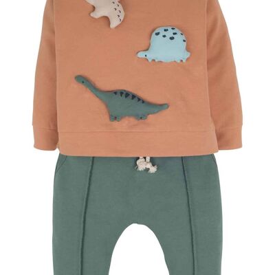 Conjunto para bebé niño, dinosaurios en 2 partes en beige