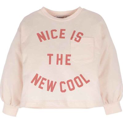 Girls sweatshirt -Nice is the new cool in cream