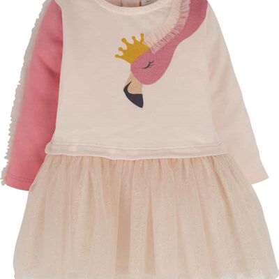 Baby girl dress -Flamingo Queen in cream