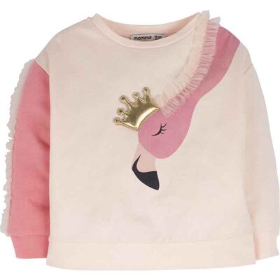 Girls sweatshirt -Flamingo queen in cream