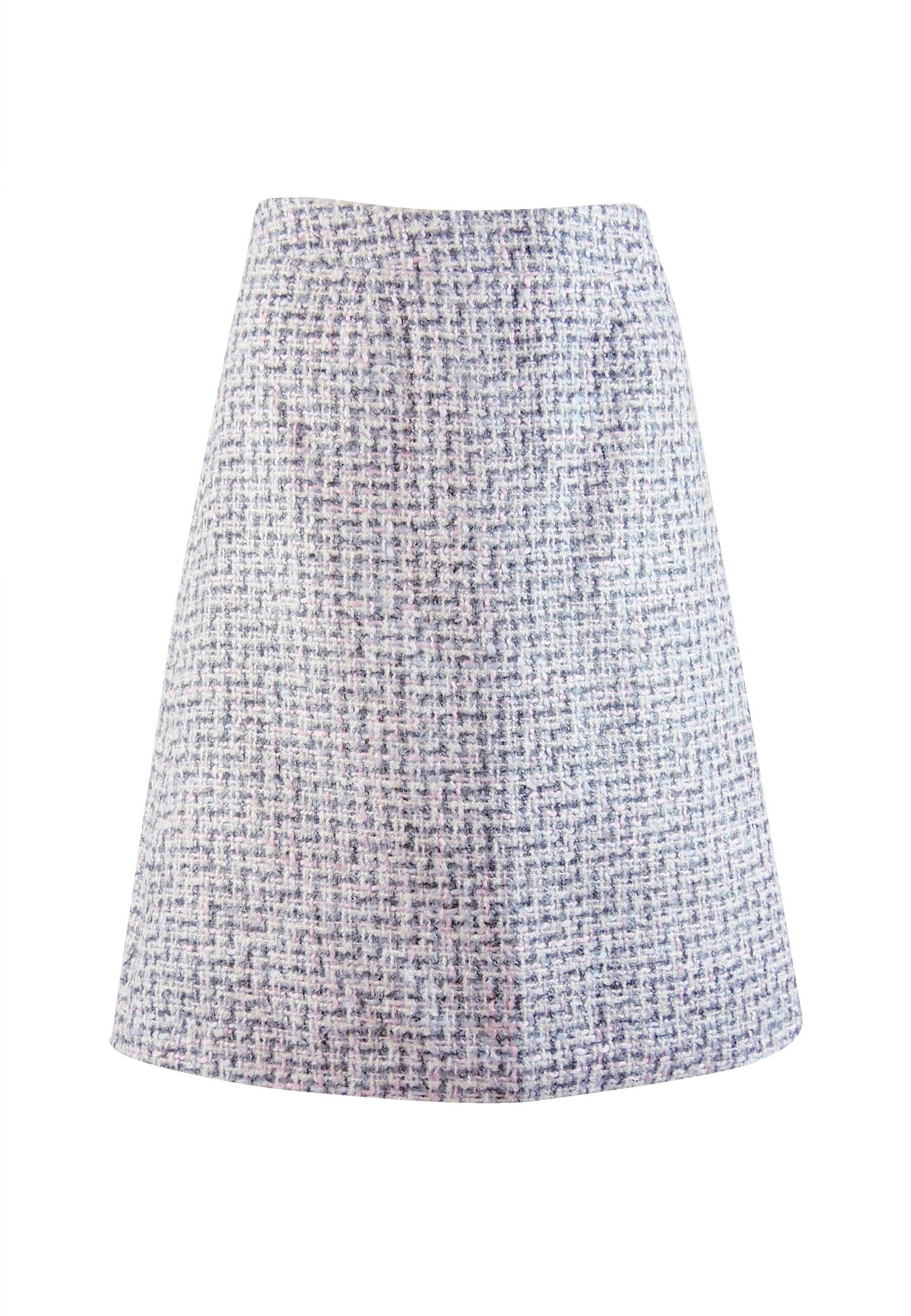 Gonna Gabrielle in tessuto bouclé, rosa/blu/bianco