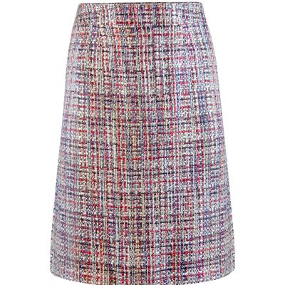 Gabrielle skirt made of red / blue / white bouclé fabric