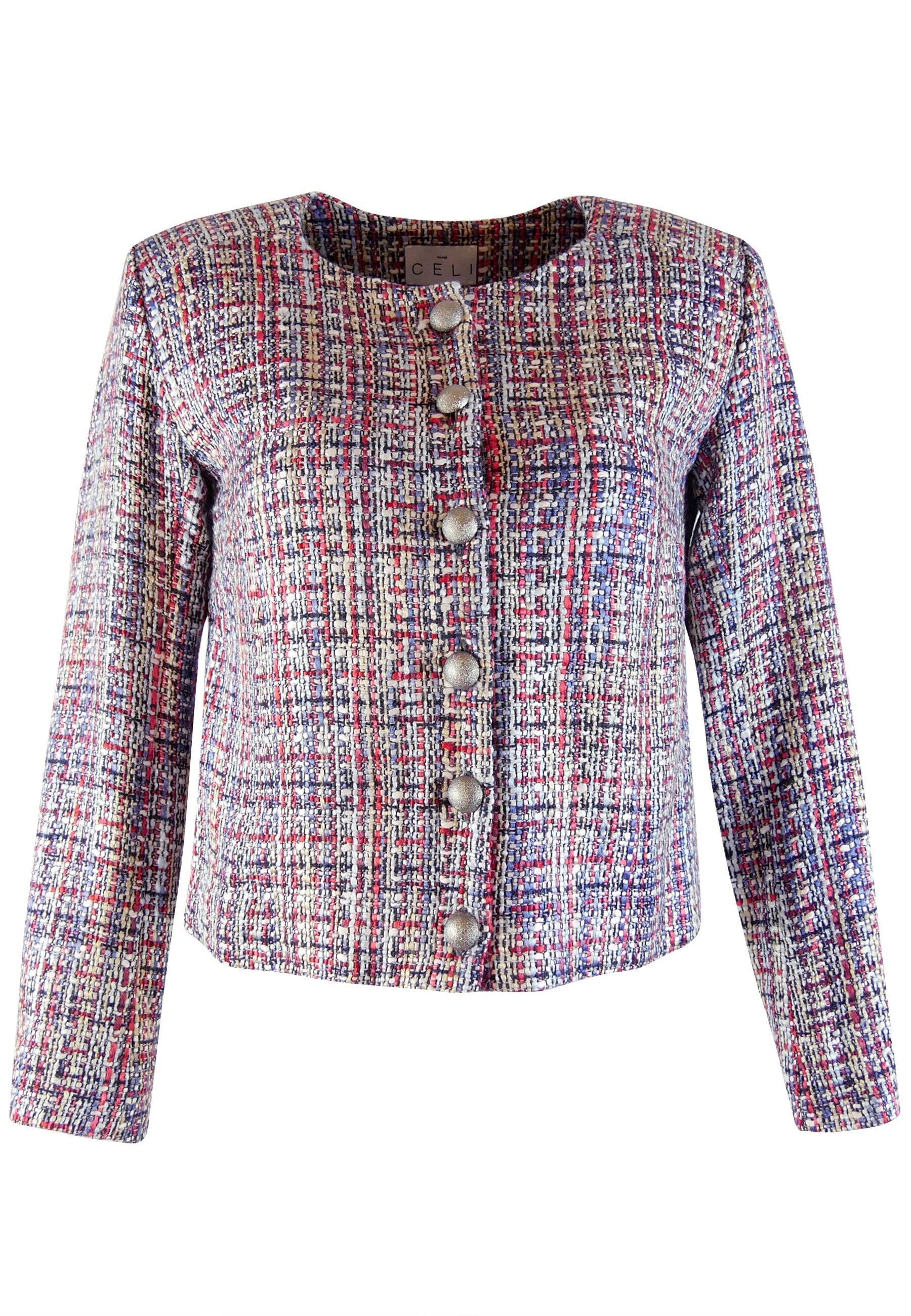 Giubbotto Gabrielle realizzato in tessuto bouclé rosso/blu/bianco