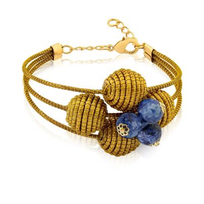 Armband Sophie  Bio aus Golden Grass - Lapis Lazuli Gold