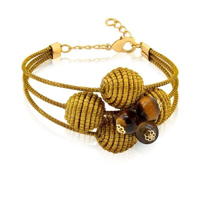 Bracciale Sophie Bio di Golden Grass - occhi di tigre oro