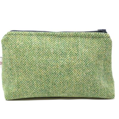 Harris Tweed Wash Bag - Green/Oatmeal