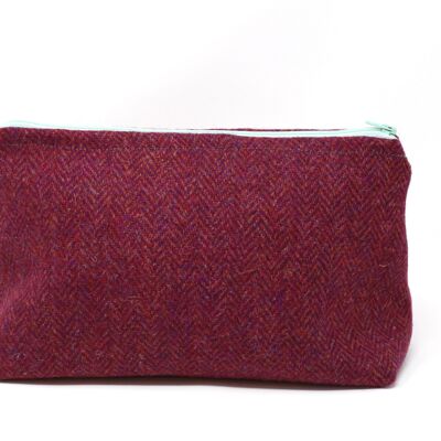 Harris Tweed Wash Bag - Raspberry/Coral
