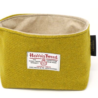 Harris Tweed Linen Basket - Acid Green