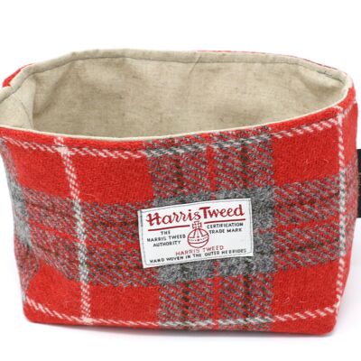 Harris Tweed Linen Basket - Red/Grey