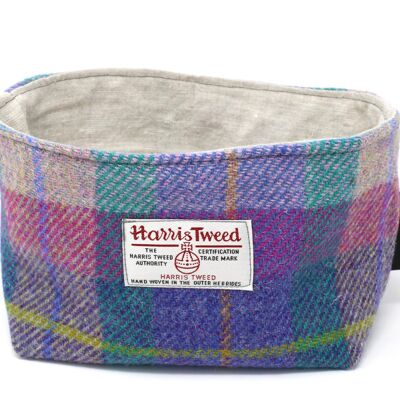Harris Tweed Linen Basket - Pink/Purple