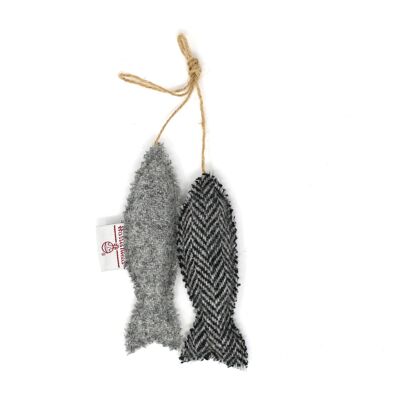 Harris Tweed Fish Pair - Herringbone/Grey