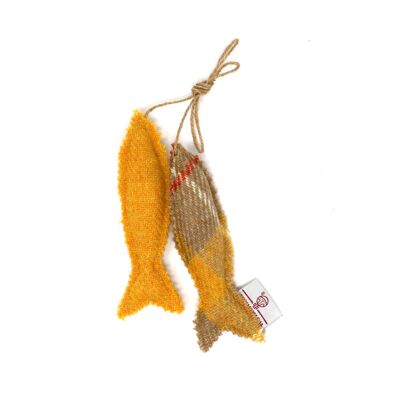 Harris Tweed Fish Pair - Yellow/Orange