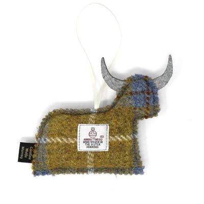 Harris Tweed Highland Cow - Mustard/Blue