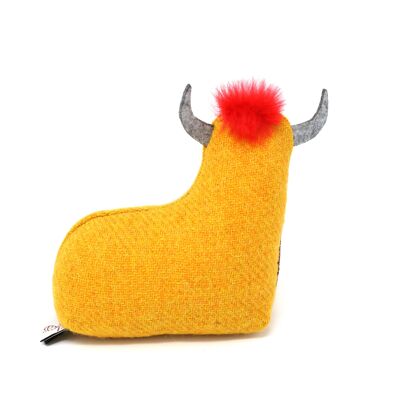 Harris Tweed Mini Highland Cow - Yellow