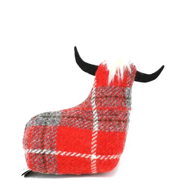 Harris Tweed Mini Highland Cow - Red/Grey