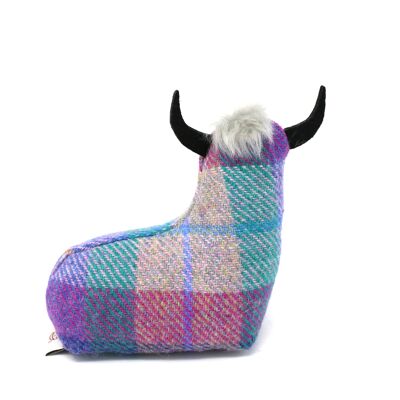 Harris Tweed Mini Highland Cow - Pink/Purple