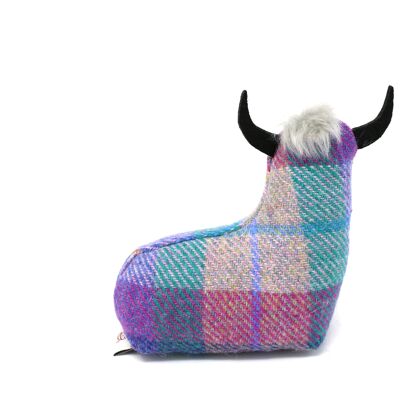 Harris Tweed Mini Highland Cow - Pink/Purple
