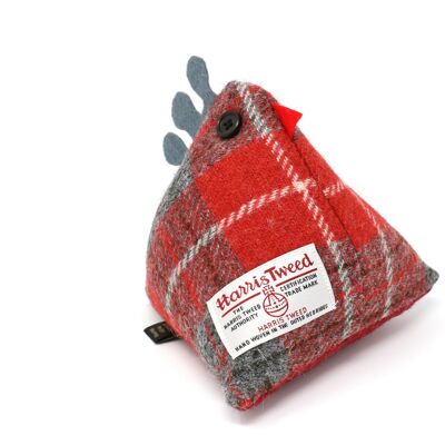 Harris Tweed Chicken Doorstop - Red/Grey