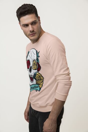 Sweat Homme Skull Roses Brodé - CRÈME 3