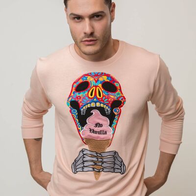 Bestickter Totenkopf Ice Cream Sweatshirt Mann - CREAM
