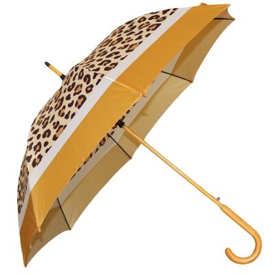 Large Umbrella in Leopard Design - Windproof