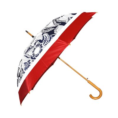 Großer Regenschirm in Adire Blue Design - winddicht