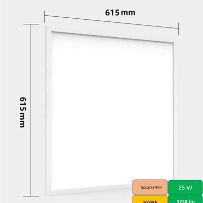 Panel LED ultradelgado 62x62 25w 3750lm 4000k