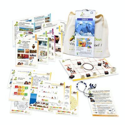 Fun and educational activity kit Let's travel while playing Greece - Child 6 to 11 years old - Made in France