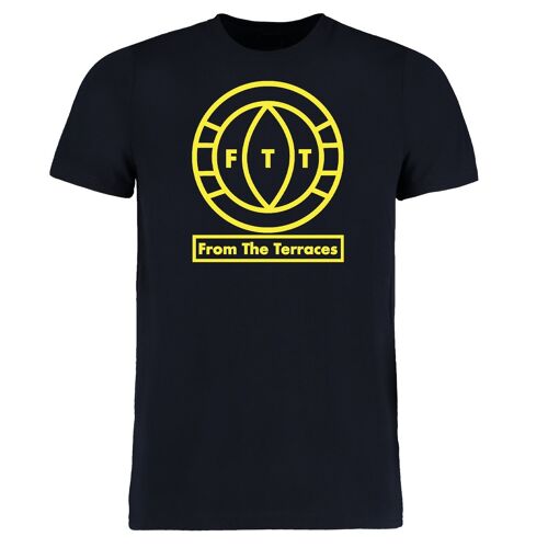 FTT Big Logo Tee - S - Navy/Yellow
