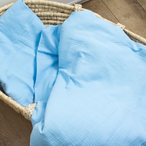 Muslin bedding 'simple' blue 90x120