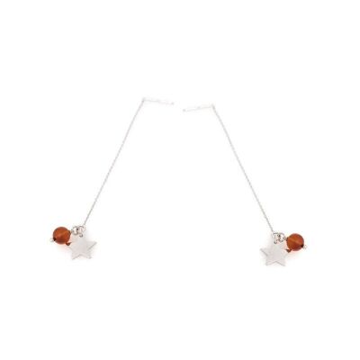 Earrings with natural cognac amber, in rhodium-plated silver 925/1000 - KL12ER