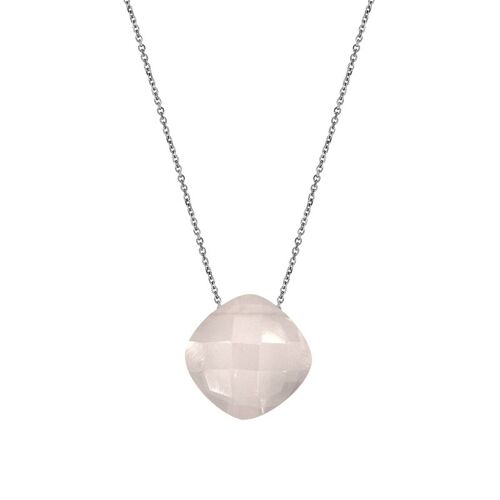 Collier argent quartz rose_1