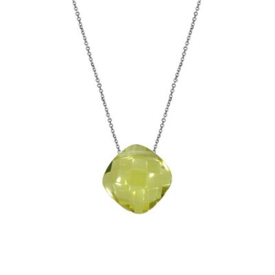 Collana con quarzo giallo naturale, in argento 925/1000 rodiato, lunghezza 42+3 cm - COS-CL004