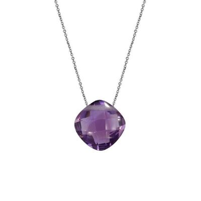 Collier avec améthyste violette, en argent rhodié 925/1000, longueur 42 + 3 cm - COS-CL005