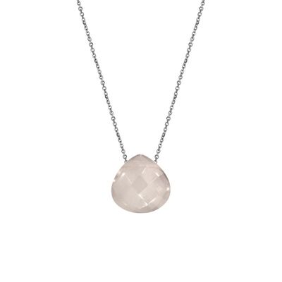 Collier argent quartz rose_2