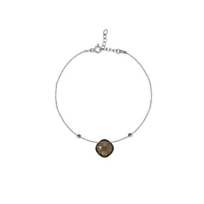Bracelet avec quartz fumé naturel, en argent rhodié 925/1000, longueur 16+3 cm - COS-BR002A