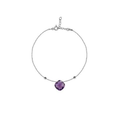Bracelet avec améthyste violette, en argent rhodié 925/1000, longueur 16+3 cm - COS-BR005