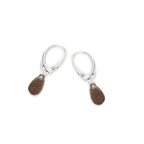 Boucle d'oreille argent quartz fume_1