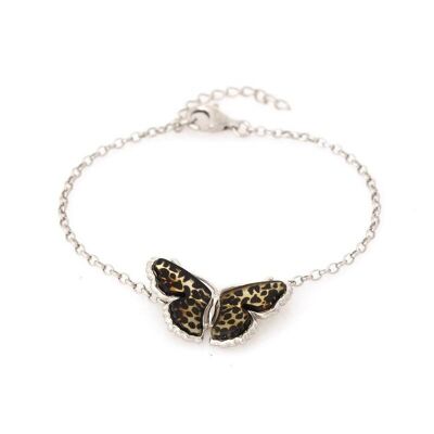 Butterfly bracelet with multi-colored amber, in rhodium-plated silver 925/1000, length 16+3 cm - AD-BR04