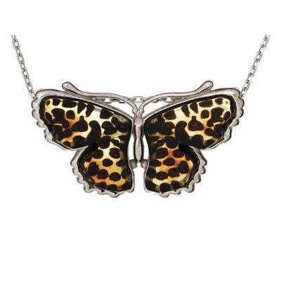 Colgante mariposa con ámbar multicolor, en plata rodiada 925/1000, altura 3 cm - AD-PE04