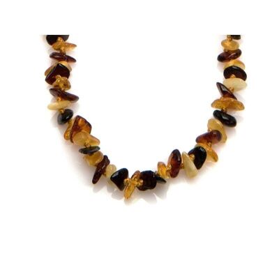 Collana baby con scaglie di ambra multicolore, chiusura a clip, lunghezza 32 - 33 cm - NB33M-CLIP