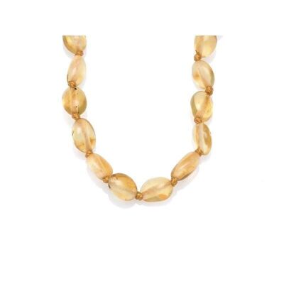 Collana baby con ambra oliva miele, chiusura a clip, lunghezza 32 - 33 cm - GAN33OMI-CLI