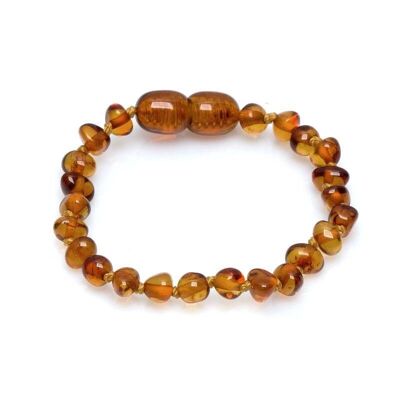 Pulsera bebé con ámbar coñac, cierre de rosca, 12-13 cm - GAB1