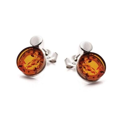 Pendientes con ámbar coñac natural, en plata de rodio 925/1000 - ZIDZ256KR