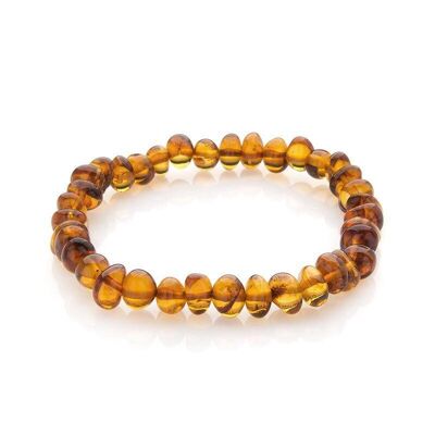Bracciale con ambra cognac naturale del Mar Baltico, lunghezza 18-19 cm - AKB2