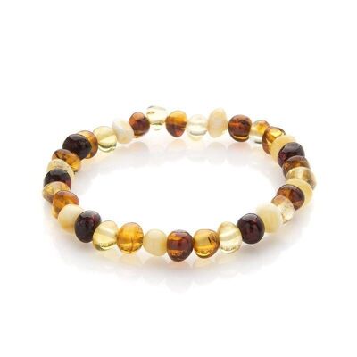 Bracelet with natural multi-colored amber from the Baltic Sea, length 17-18 cm - AKB2M