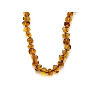 Collana con ambra cognac naturale del Mar Baltico, lunghezza 42 cm - AKWK2
